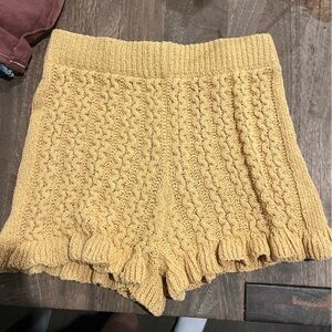 Zara Mustard Crochet Shorts